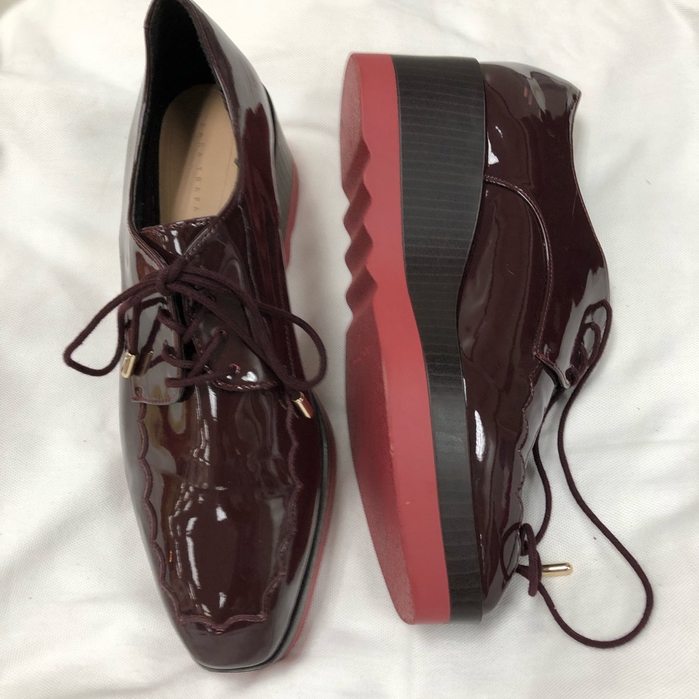 Zara Caranjeira Oxfords Burgundy Patent sz 40